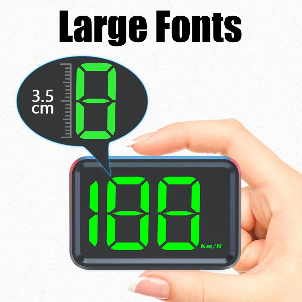 GPS HUD Speedometer KMH MPH Meter X1 HUD Big Font Digital White Green Light Display Car Head Up Display USB Plug
