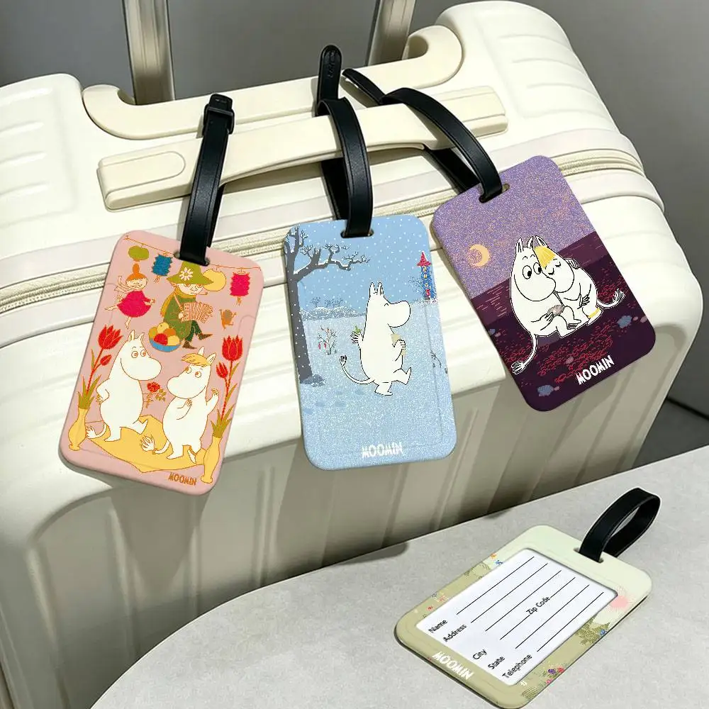 Cute M-Moomins Durable PVC Anti lost Baggage Tag With Info Card Lightweight Luggage Identification Label