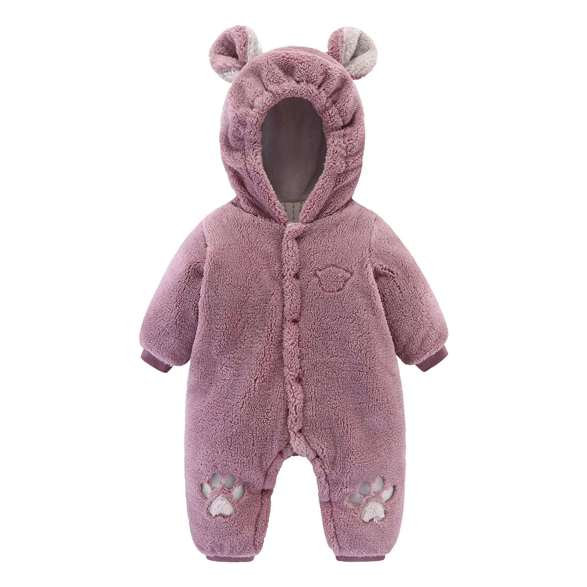 Autumn Winter Warm Toddler Kids Clothes Set Long Sleeve Hooded Jumpsuit For Infant Baby Cute Romper Homewear Casual Loungewear