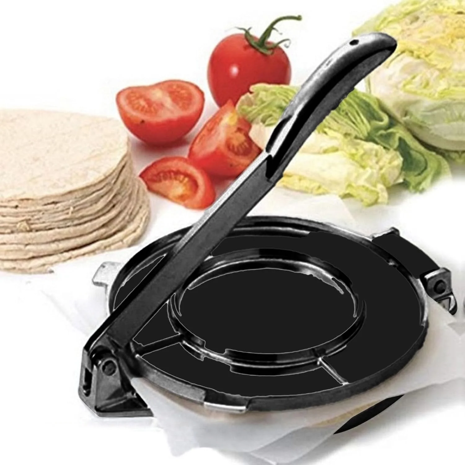 Pressa per tortilla, pressa per tortilla manuale grande in alluminio, pressa per farina di taco, pressa per tortilla messicana per Patacones Rotis Empan