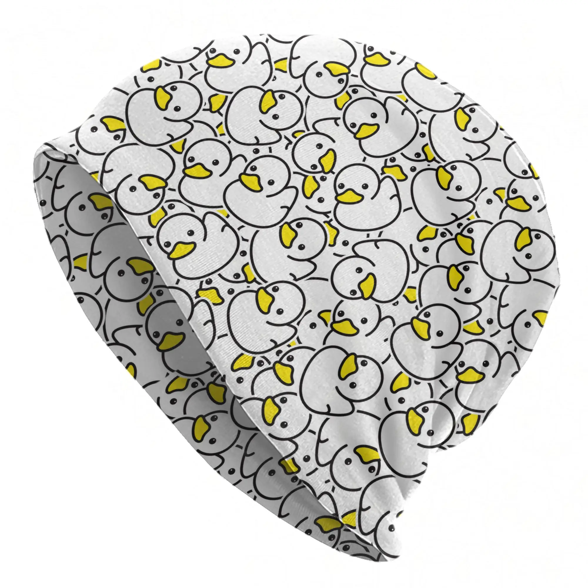 Duck Seamless Pattern Vector Rubber Ducky Beanie Hats  Bonnet Hats Men Women Casual Hippie Skullies Beanies Autumn Elastic Caps