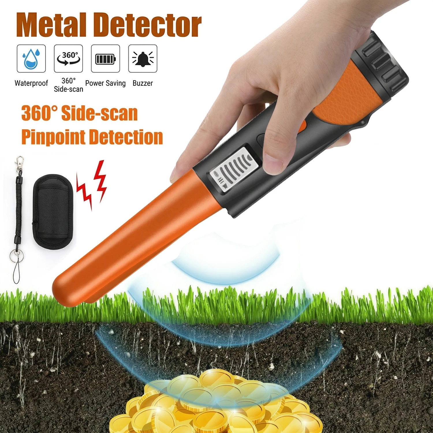 Handheld Metal Detector Positioning Rod Underground Treasure Hunter GP Pointer 360° High Sensitivity Gold Diggers Detector Rod