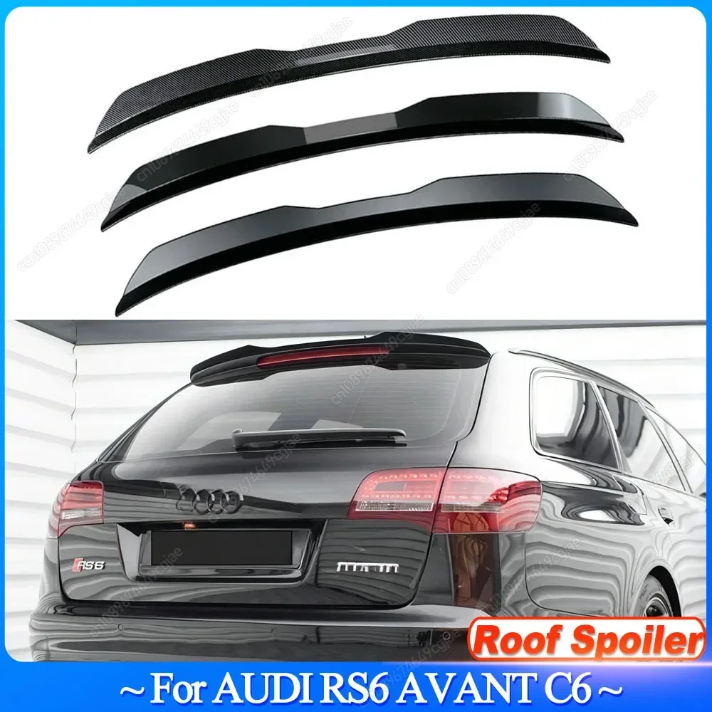 For AUDI RS6 AVANT C6 Hatchback Car Rear Roof Spoiler Lip Wing Car Tail Wing Universal Spoiler Wing Body Kit Tuning Gloss Black