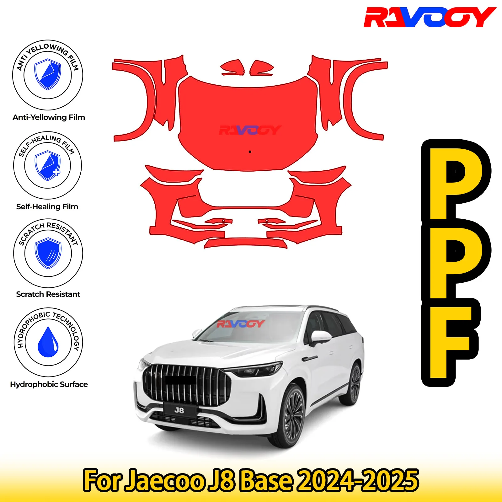 

For Jaecoo J8 Base 2024-2025 Glossy Matte Black Precut front PPF Kit Paint Protection Film