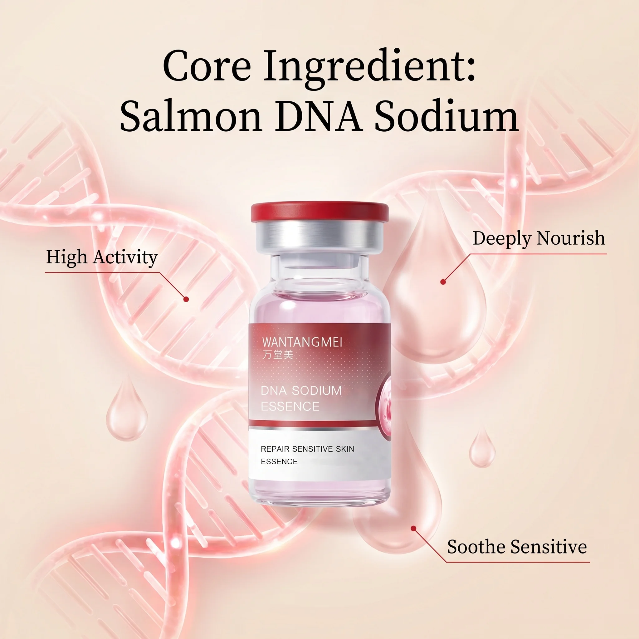 Salmon Dna Sodium Hydrating Kinetic Essence Fade Fine Lines Facial Moisturizing Brightning Anti Aging Firming Skin Care