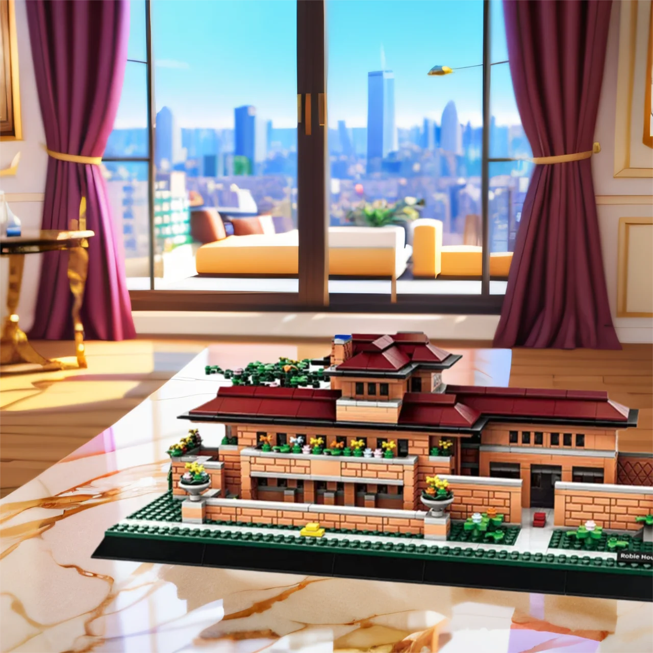 الإبداعية مدينة شارع عرض الطوب العمارة الولايات المتحدة شيكاغو فيلا حديثة بنة روبي منزل ألعاب البناء