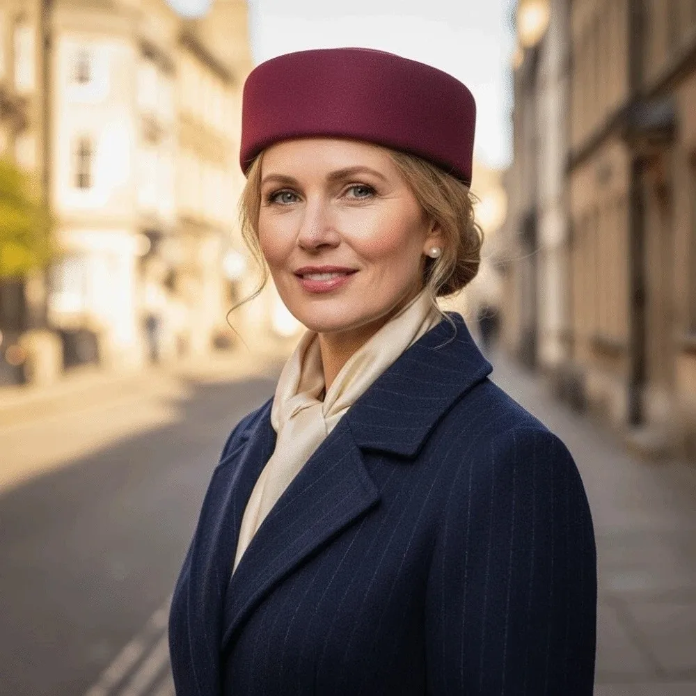Vintage Looking Pillbox Hat French Style Dome Woolen Top Hat Versatile Air Hostess Formal Hat Performances
