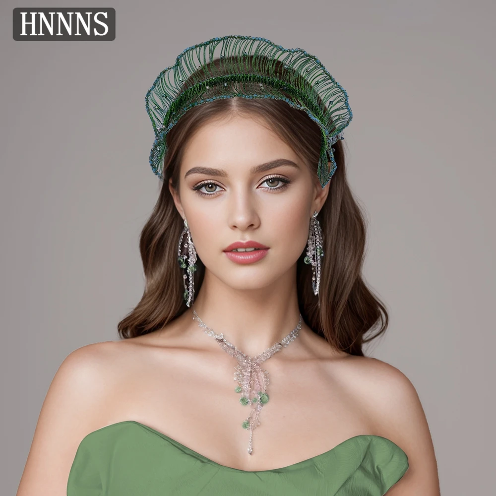 

TOPQUEEN Fashion Bride Weddings Crystal Leaf Ribbon Handbeaded Unique Ladies Party Wedding Bohemian Style Hairband YXA26