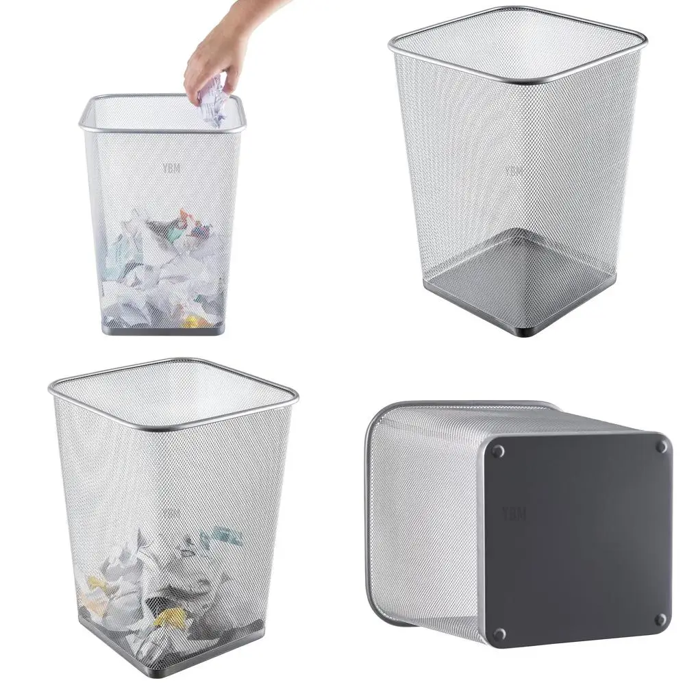 

Square 5-Gallon Metal Wastebasket for Home and Office, Durable Mesh Trash Can