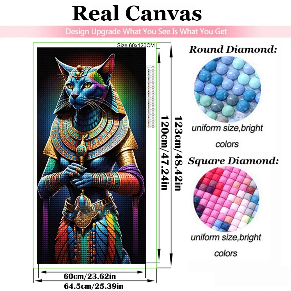 Diamond Mosaic Bastet Ancient Egyptian Full Square Round Diy Diamond Painting New 2025 Cross Stitch Kits Home Decor Art Gift