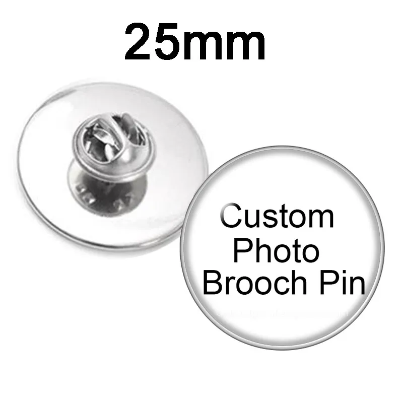 Personalize Custom Brooch Photo Logo Patterns Silver plated/Golden plated For Family Anniversary Collar 20mm/25mm/30mm Pins