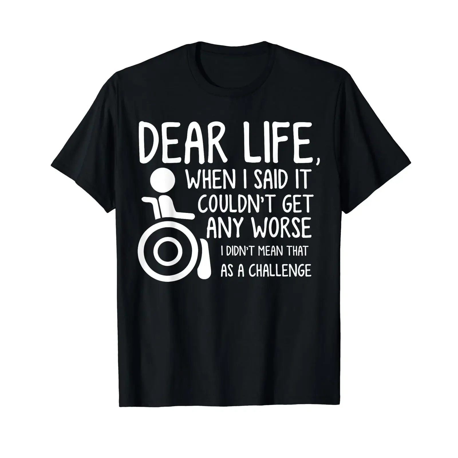 Disabled Amputee for Wheelchair T Shirt black vintage Washed Casual Breathable homme Unisex Slightly graphic Soft