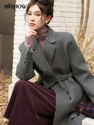 MISHOW Vintage Woolen Long Coat Women Winter Coat Elegant Single Breasted Thick Woolen Jacket Woman Warm Outerwear MXC52W0206