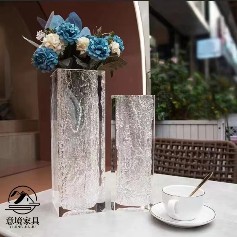 LTT Sculpture Ornament Art Ice Sculpture Vase Resin Crystal Acrylic Transparent Ornament