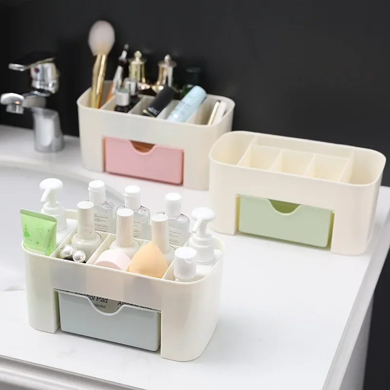 Drawer Type Makeup Box In Dormitory Organize Plastic Shelving Cosmetic Skin Care Dresser Desktop Storage Box