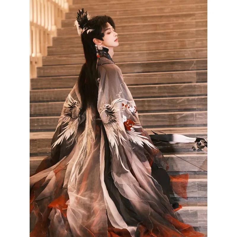 

National Style Ceremony with Heavy Industry Embroidery Large Sleeve Shirt Male, Wei Jinfeng Elegant Hanfu Full Set