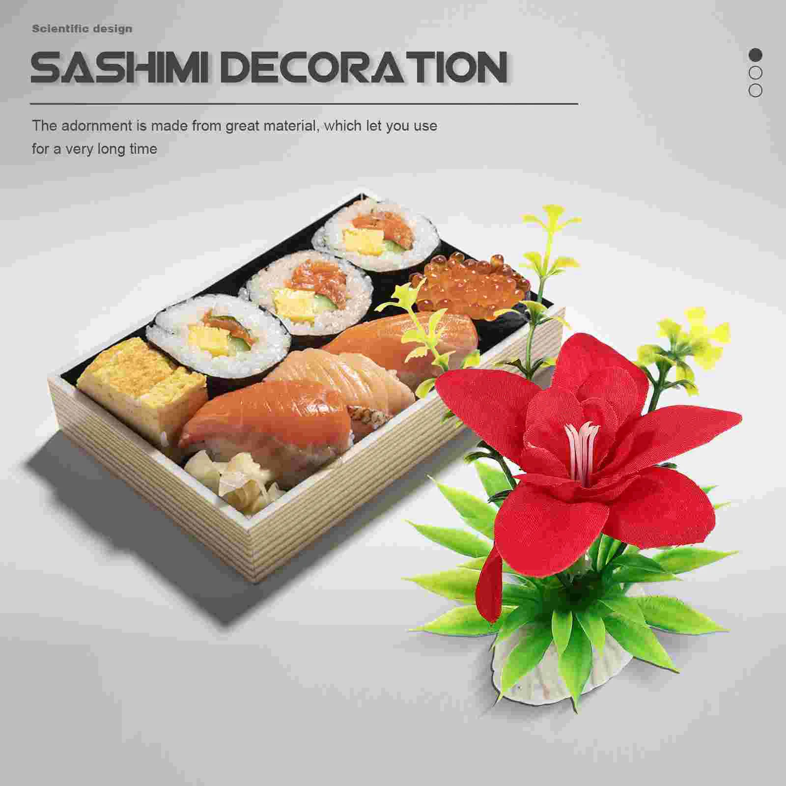 4 Pcs Sushi Decoration Flower Plate Decorative Ornament Plants Adornments Artificial Decors Flowers Fake Hotel Supplies Sashimi