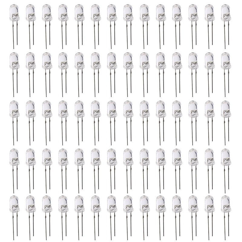 LED Bright Light Lamp Emitting Diode, 70 Piece, DC 3V-6V, 5 Mm, White