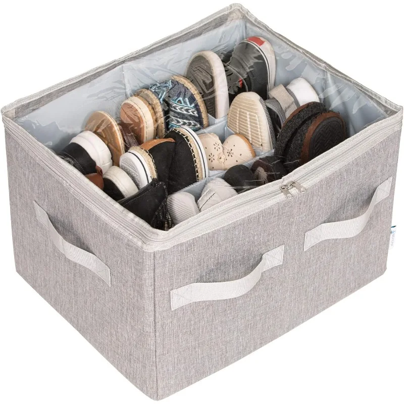 

Shoe Organizer for Closet - Shoe Storage Organizer for Closet Organization with Clear Cover & Adjustable Dividers, Shoe Rack