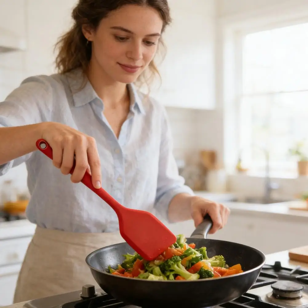 Spatula Cooking Accessories Mini Silicone Spatula Set for Non-stick Cookware Heat-resistant Soup Spoon with Hanging Loop