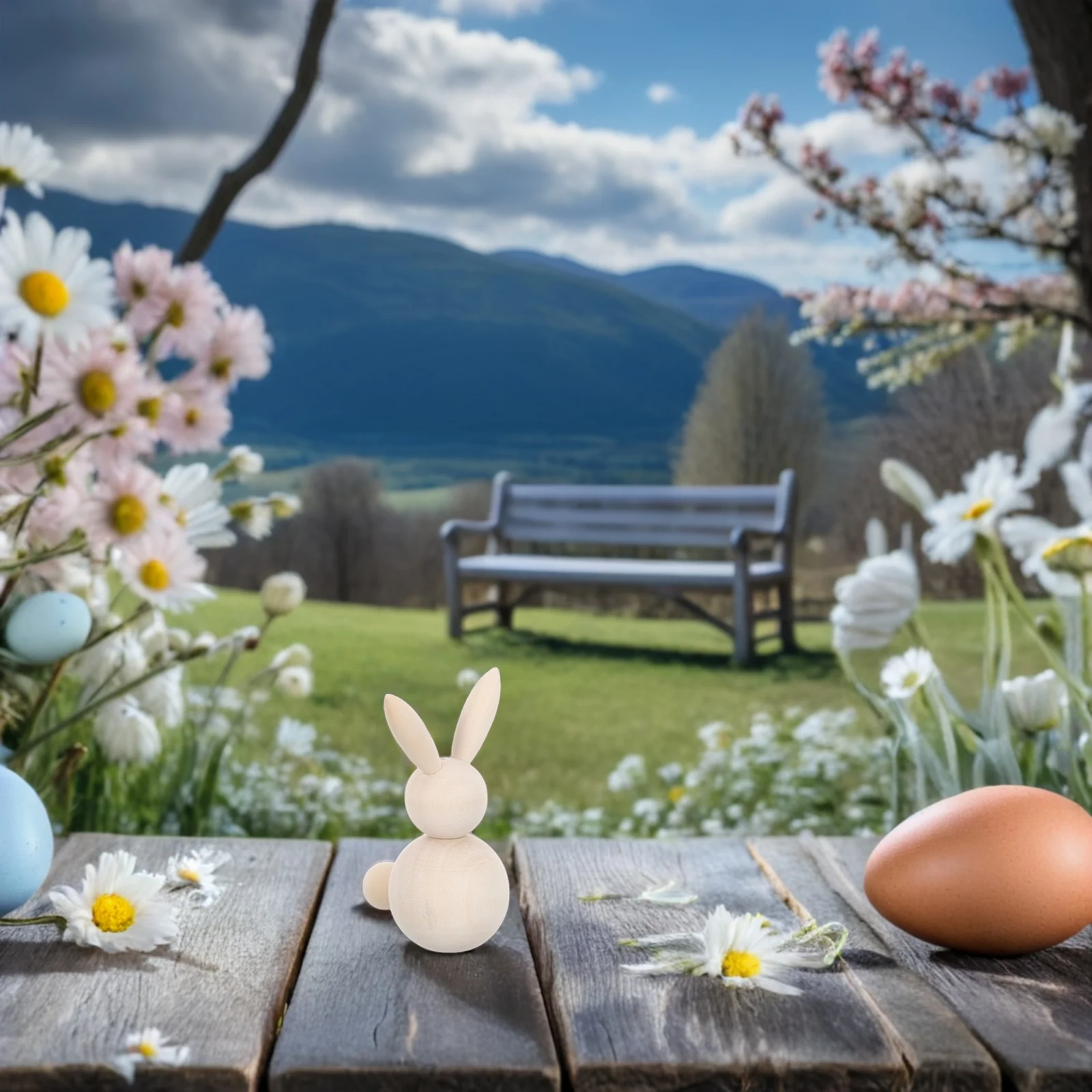 

3Pcs Wooden Rabbit Kit Blank Animal Bodies for DIY Craft Unpainted Bunny Figures Natural Wood Easter Party Decoration Family Art