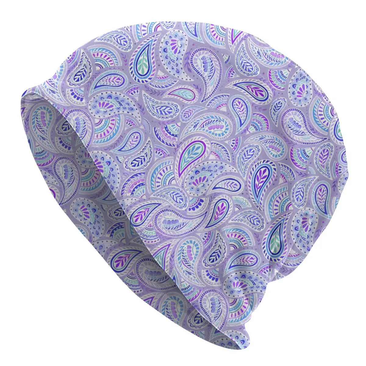 Purple Light Paisley Babylon Water Drop Autumn Female Thin Beanies Double Used Cycling Bonnet Hats