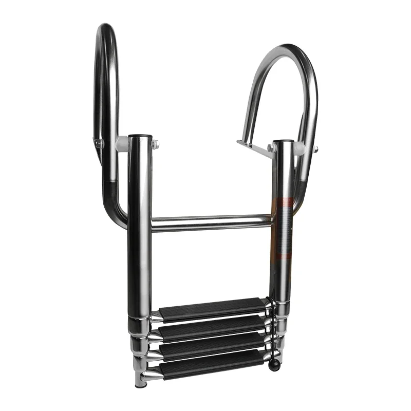 4 Step Boat Ladder Stainless Steel Boat Boarding Telescoping Ladder Sliding Folding Swimming Launching Ladder With Step Handrail