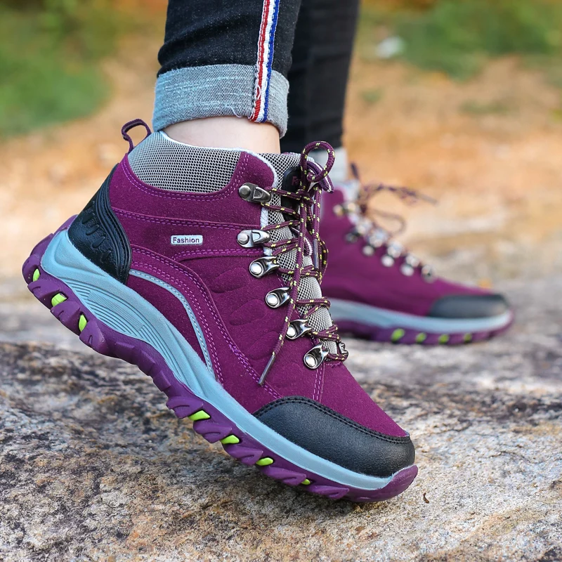 Women Boots Trekking Shoes New Women Hiking Boots Women Work and Safety Shoes Outdoor High Top Non-slip Sneakers Mountain Boots