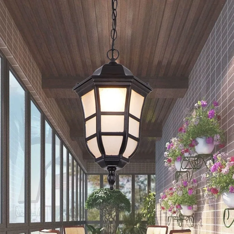 Single head chandelier creative design outdoor ceiling lamp with metal glass waterproof lighting fixture
