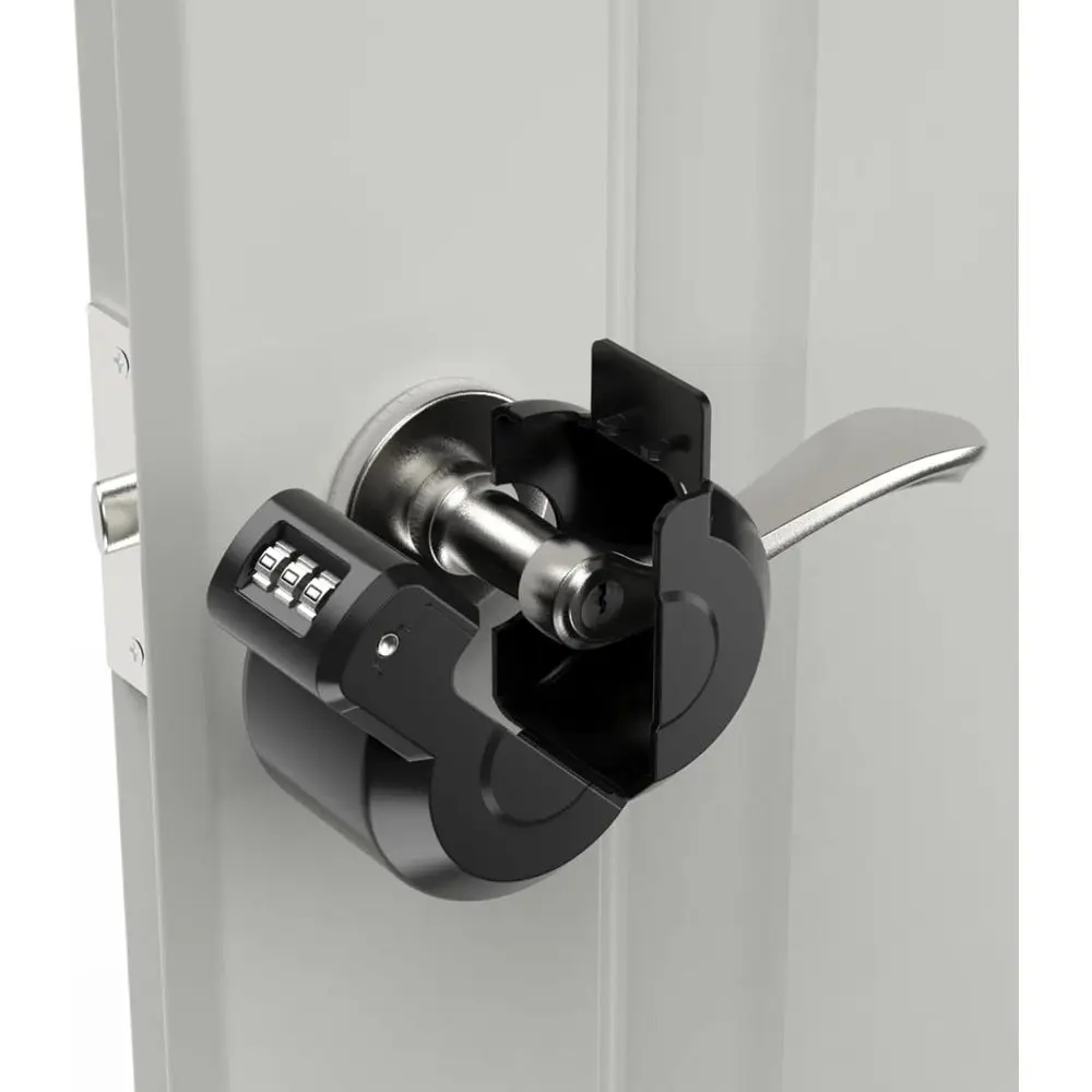 Code-Enabled Door Handle Lockout Cover for Bedroom, Disables Keyhole Lock from Outside