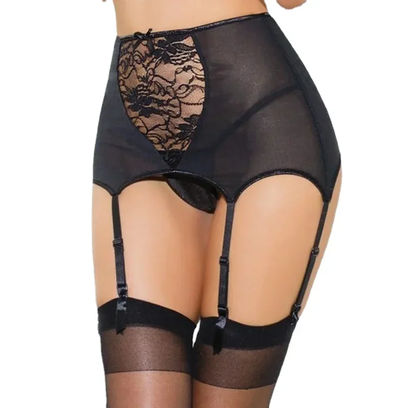 White Lace Silk High Waist Garter Belt Panty with 6 Straps Sexy Lingerie Women Suspender Bustier Vintage Gothic Pantyhose