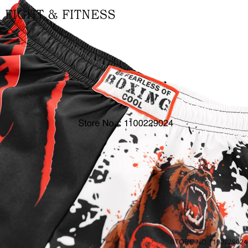 Boxing Shorts Animal Print Muay Thai Shorts Men Women Junior Stretchy Fight Kickboxing Pants Gym Training Match MMA Clothing