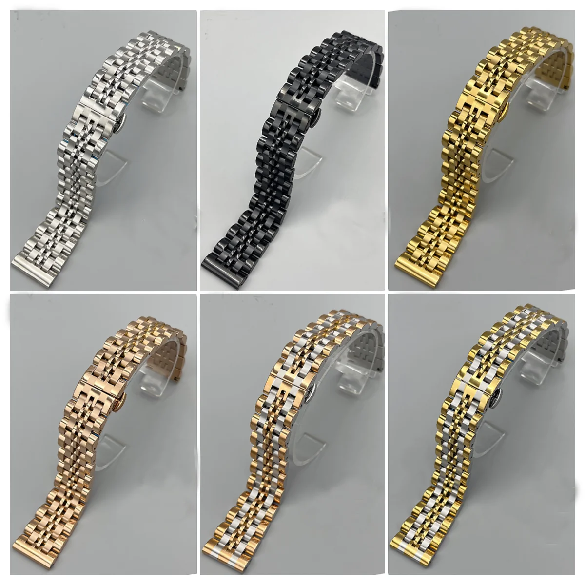 5/10 pieces Stainless Steel Strap Metal Watch Band Link Bracelet Watchband Black Silver Rose Gold 12/14/16/18/20/22mm wholesale