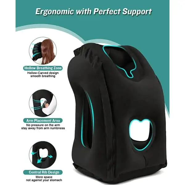 PVC Inflatable Travel Pillow Portable Headrest Chin Support Cushions for Airplane Plane Car Office Rest Neck Nap Pillow dropship