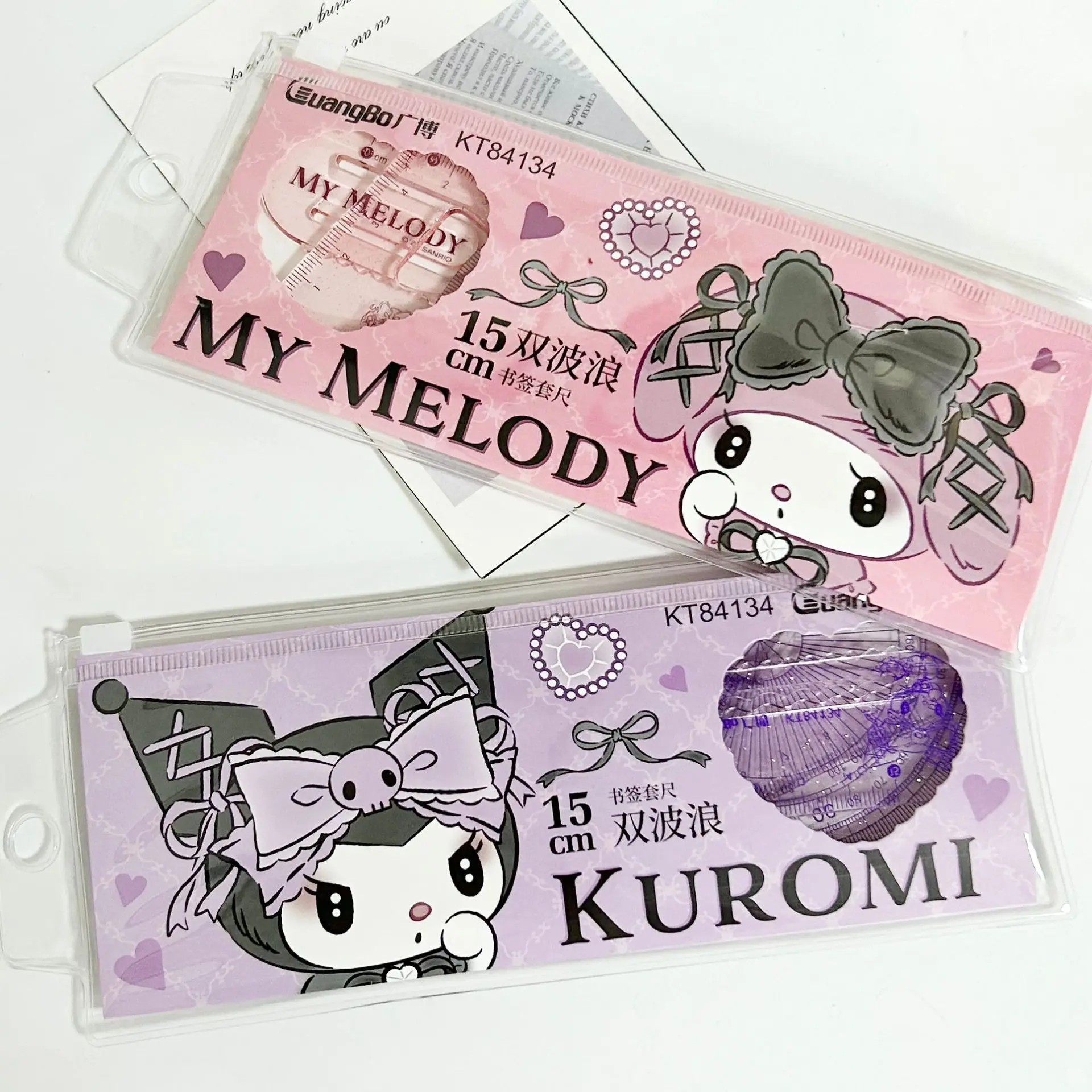 Cute Sanrio 4-Piece Set Ruler Cartoon Kuromi Melody Set Ruler Student Stationery Drawing Ruler Straight Ruler Triangle Ruler