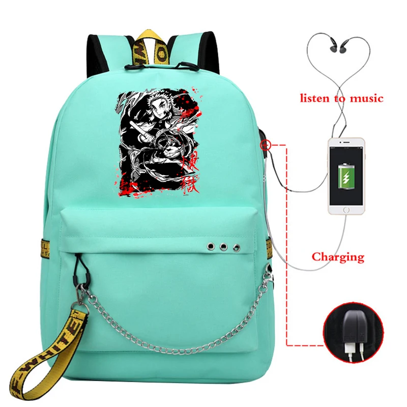 Demon Slayer-mochila multifunción de estilo Hip Hop para niños, morral escolar de Estilo Vintage para adolescentes