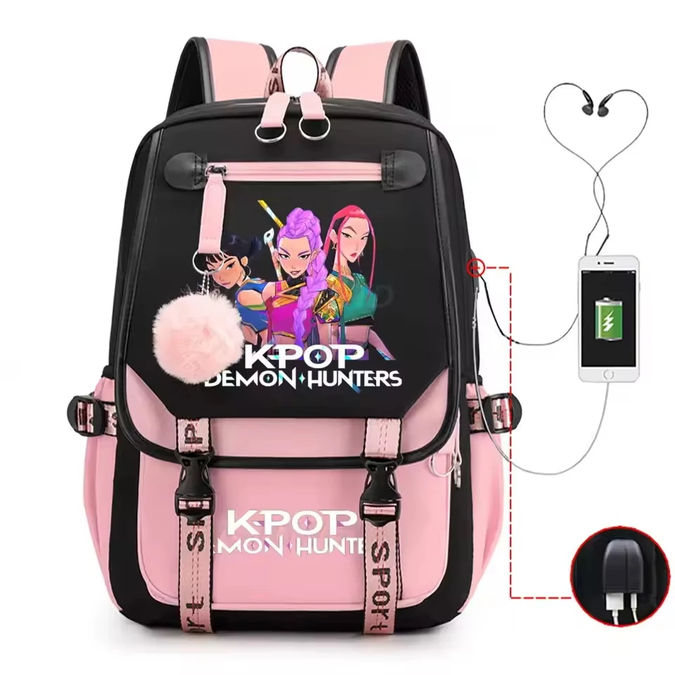 

KPop Demon Hunters Students Backpack Teenager Usb Travel Rucksack Large Back Pack Mujer School Bags for Girls Boy Laptop Mochila