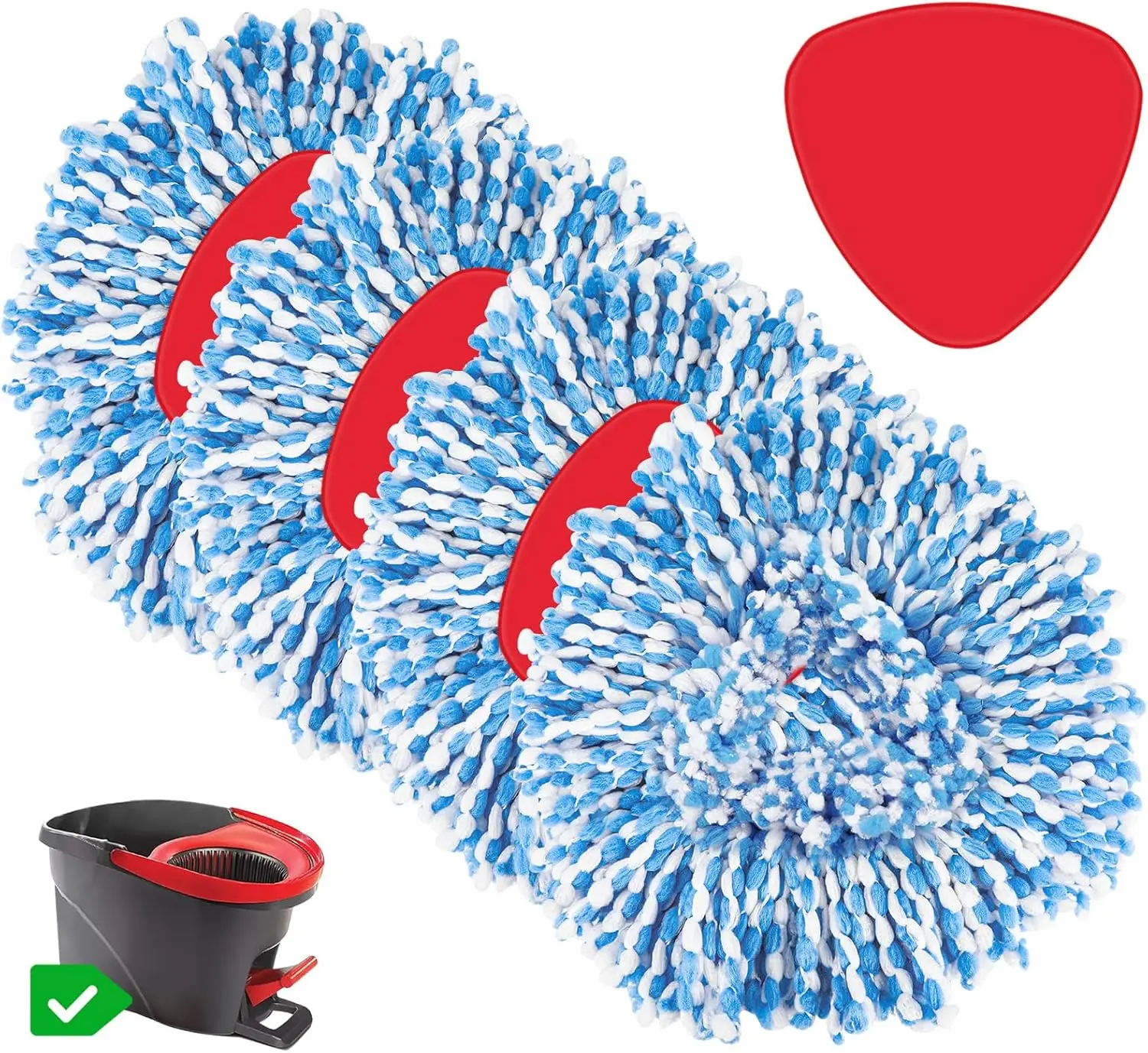 

Набор из 4 сменных насадок для швабры из микрофибры с поворотным основанием, для глубокой очистки, можно стирать в машине - синий цвет