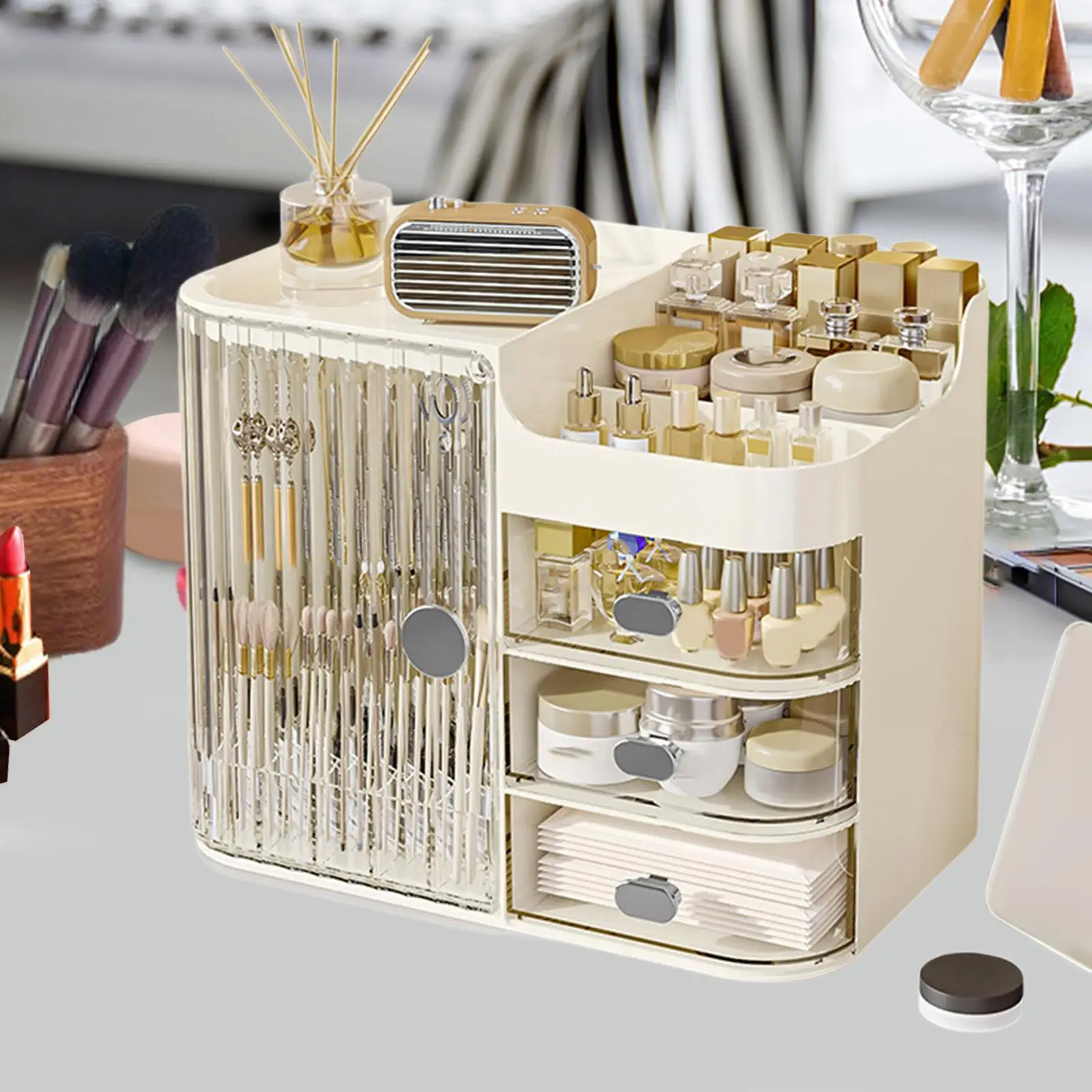 Vanity Counter Cosmetic Drawer Storage Box for Home Office Organization