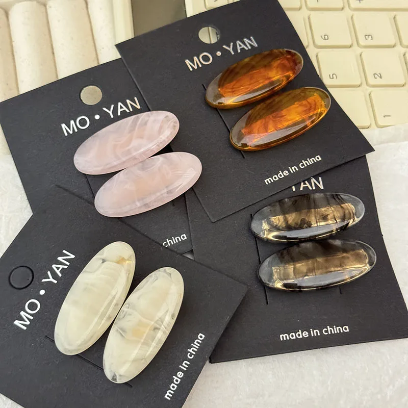 

Милая заколка для волос контрастного цвета, женская овальная заколка для челки из ацетата, заколка в виде утконоса, заколка для волос для девочек, темпераментный головной убор, аксессуары для волос