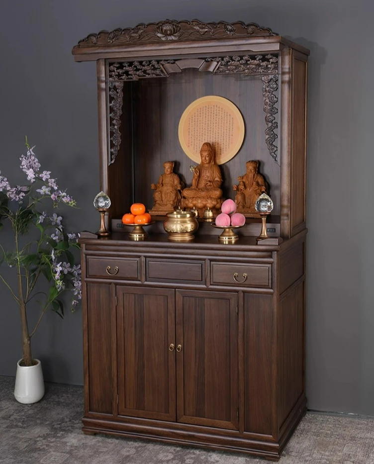 LTT ebony wood shrine offering table Solid wood new Chinese-style vertical cabinet Household offering table