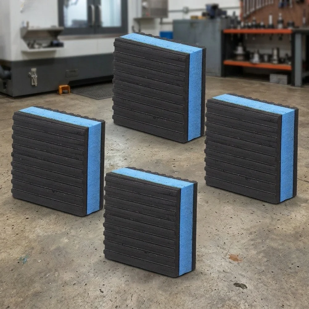 Anti Vibration Rubber Pads 4 Pack Blue Core for Washing Machines Dryers For Compressors Treadmills HVAC Units Setup