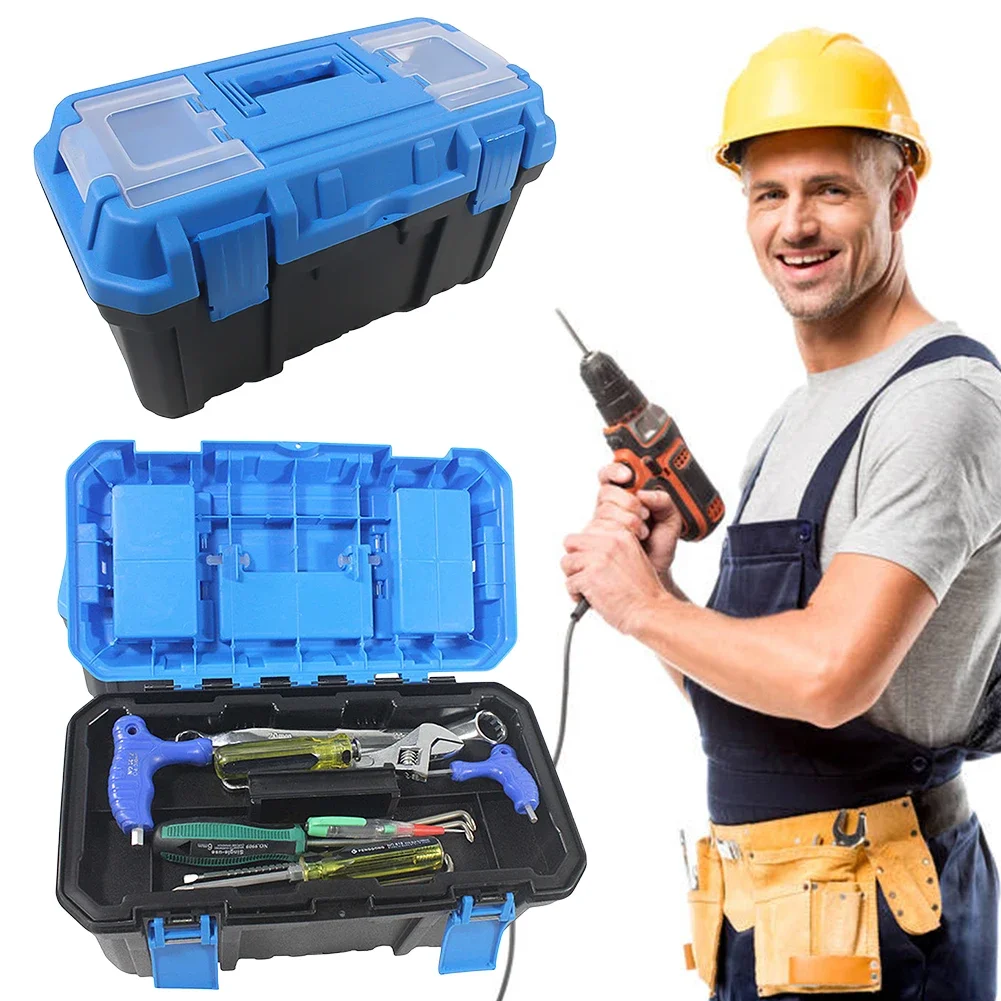 Plastic Tool Box Electrician Work Empty Toolbox Large-capacity Portable Tool Organizer Shockproof Toolbox Organizer Double Layer