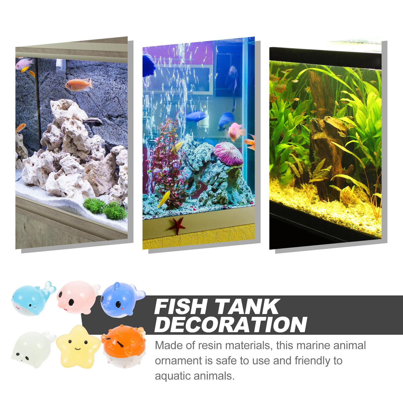 

12Pcs Night Light Marine Animal Aquarium Ornament Resin Fish Tank Decoration Realistic Glow Underwater Marine Animal Decor