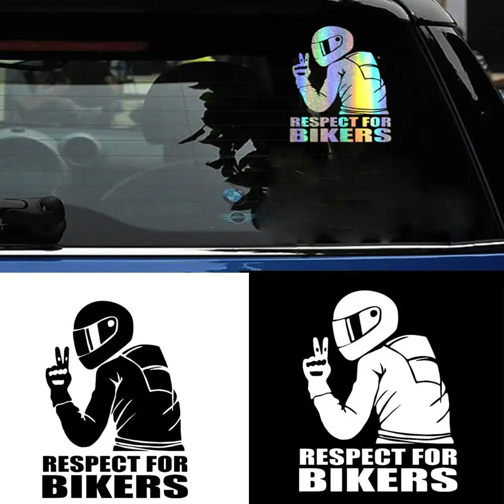 3D Respect For Cyclists Waterproof Reflective Biker Motorcycle Car Auto Accessoires Sticker Decal Funny JDM Vinyl On Car Styling