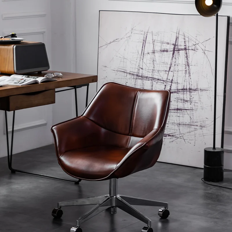 Study Chair Leather Computer Modern Simple Office Designer Swivel