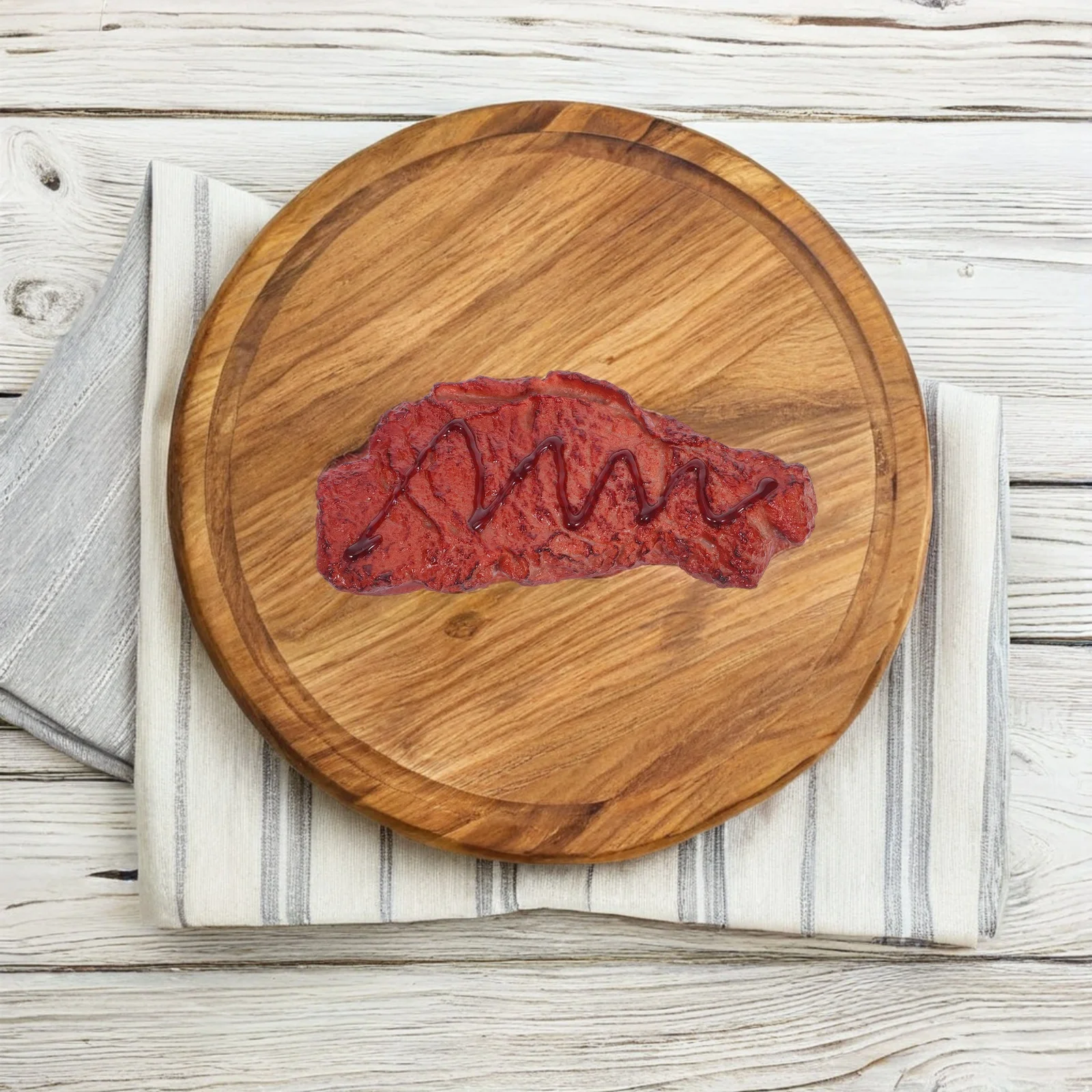 

2Pcs Artificial Lifelike Steak Brown Simulated Food Prop for Kitchen Photography Market Display Decoration Fake Beef Realistic