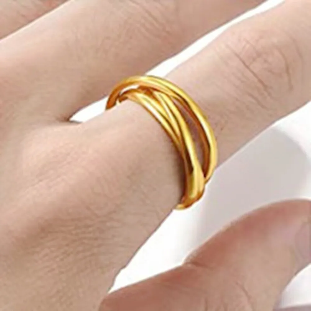 Three Lives Three WorldsStainless Steel Bright Surface Couple Rings for Women Rotation Helps Combat Anxiety Finger Jewelry gift