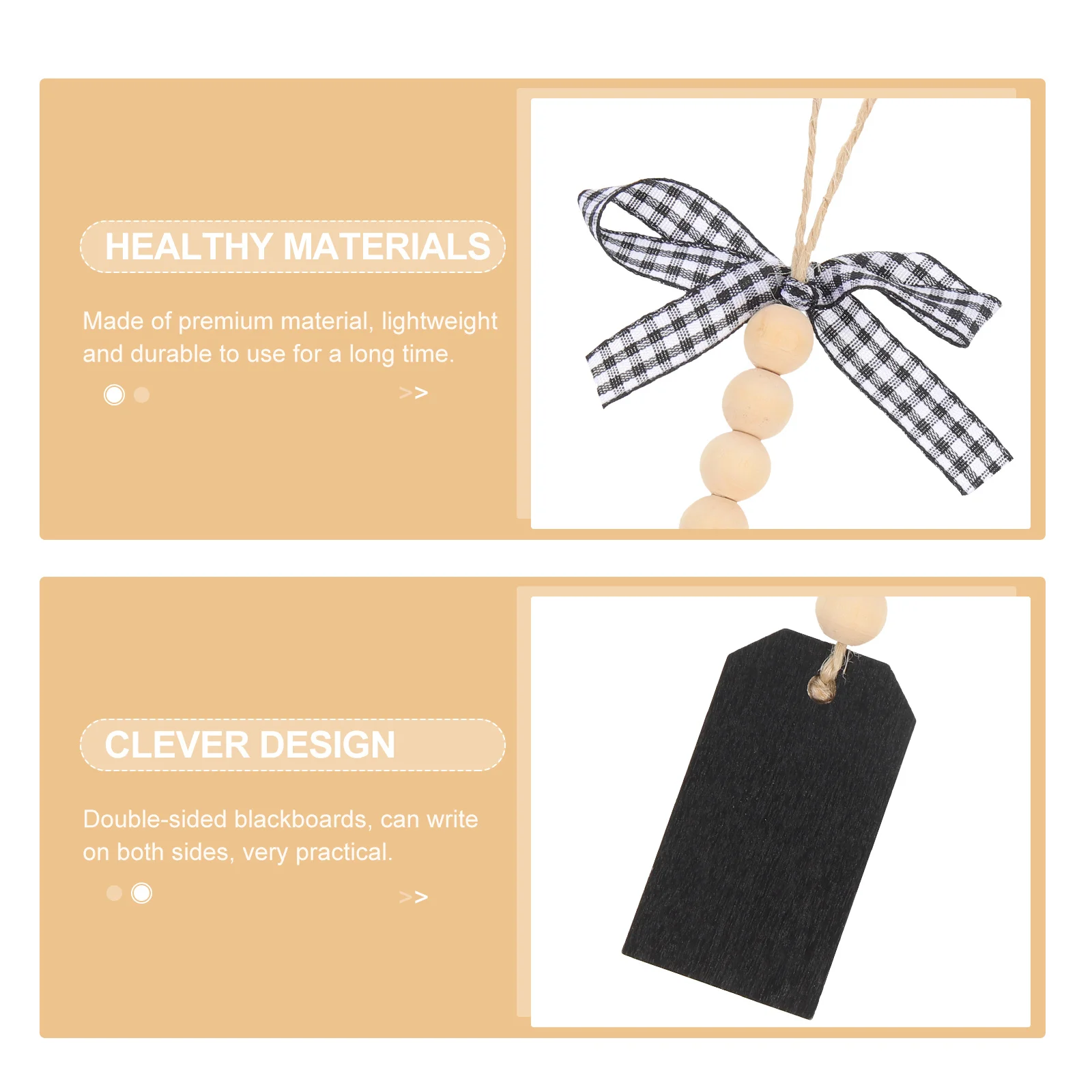 

10pcs Wooden Bead Chain Chalkboard Mini Hanging Blackboards Signs For Wall Door Window Decorative Pendants Gift Display Notice