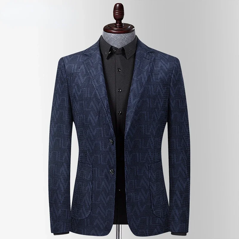 

New 2023 Autumn Winter Corduroy Jacquard Weave Blazer Jacket Slim Fit Outwear Smart Casual High Quality Young Men Suit